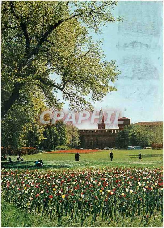 Modern Postcard Milano Park and Sforza Castle