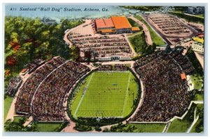 c1940 Aerial View Sanford Bull Dog Stadium Game Athens Georgia Vintage Postcard