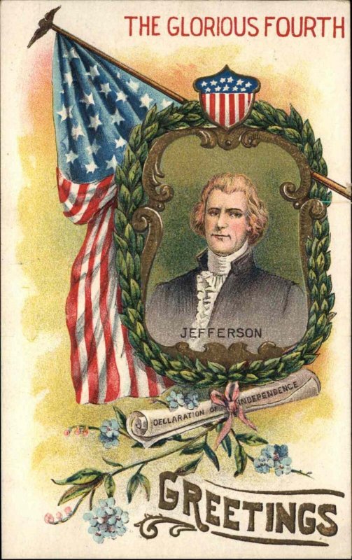 Fourth of July Thomas Jefferson Declaration of Independence c1910 Postcard