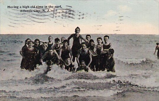 Having A High Old Time In the Surf Atlantic City New Jersey 1920