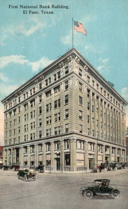 Vintage Postcard 1910's First National Bank Building El Paso Texas TX Structure