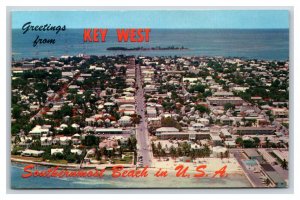 Birds Eye View Greetings From Key West Florida FL UNP Chrome Postcard S12