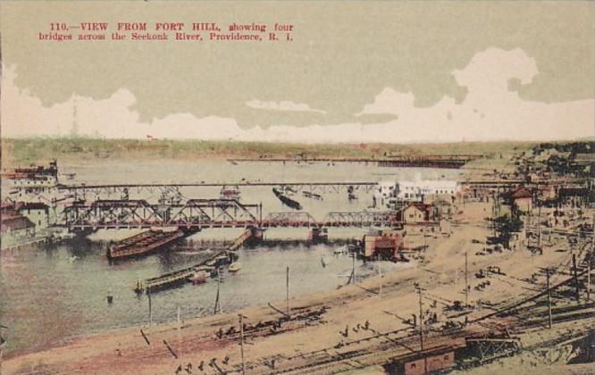 Rhode Island Providence View From Fort Hill Showing Four Bridges Across The S...