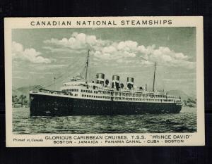 Mint Canada National Steamship TSS Prince David Picture Postcard Caribbean Cruis