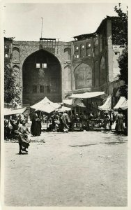 iran persia, ISFAHAN ISPAHAN اصفهان, Market near Gate (1930s) RPPC Postcard