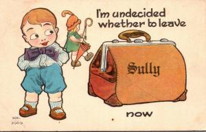 Iowa Sully I'm Undecided Whether To Leave Young Boy With Suitcase 1915