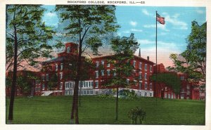 Rockford College Campus Building Pines Landmark Rockford Illinois IL Postcard