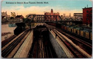 1913 Entrance To Detroit River Tunnel Detroit Michigan MI Posted Postcard