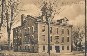 High School in Phelps, Ontario County NY, New York - pm 1912 WB - Hutchens Photo