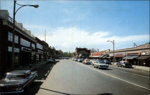 Lexington Massachusetts MA Street Scene Sears 1970s Cars Vintage Postcard