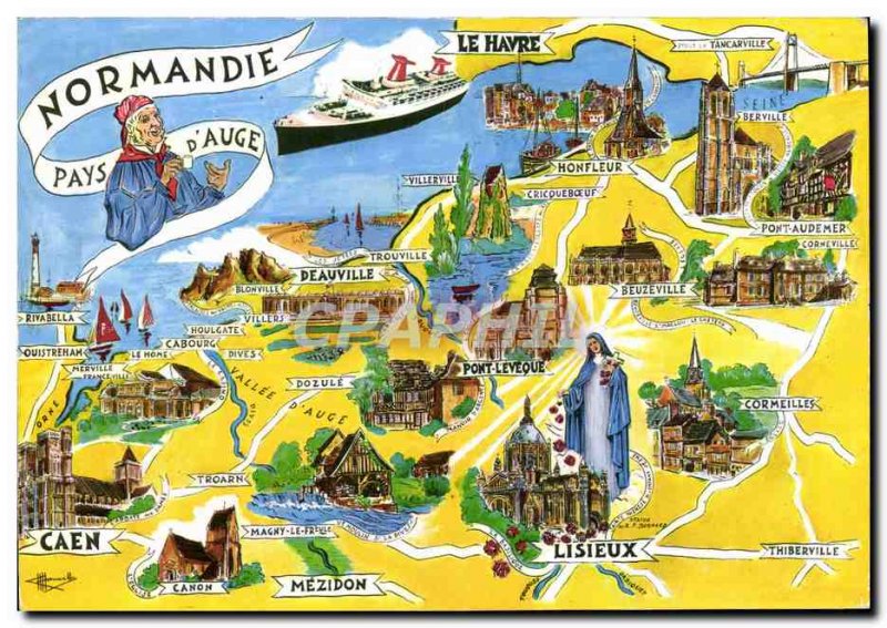 Modern Postcard Normandy Country & # 39auge Havre Ship Caen Lisieux Mezidon