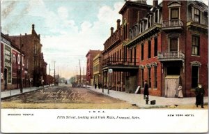 Postcard Fifth Street, Looking West from Main in Fremont, Nebraska~137091