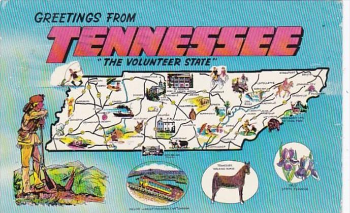 Greetings From Tennessee With Map 1961