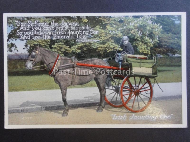Ireland IRISH JAUNTING CAR 'Car Sir! Says the Jarvey' c1937 - Old Postcard 