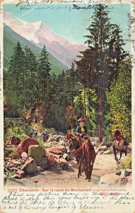 FRANCE~Chamonix - Sur la route du Montanvert~1908 TINTED PHOTO POSTCARD