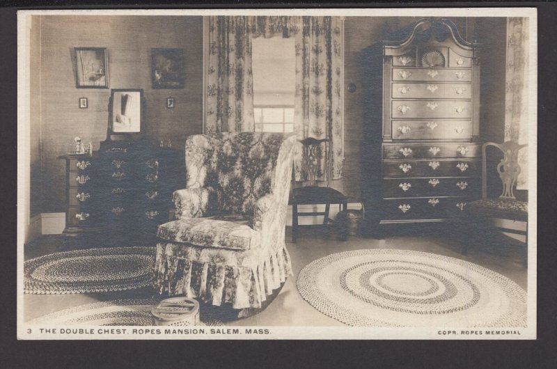 Massachusetts SALEM Interior Ropes Mansion, The Double Chest RPPC AZO