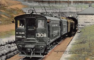 St Clair Canada Electric Train St Clair Tunnel Vintage Postcard AA21269