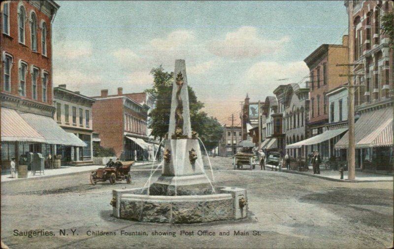 Saugerties NY Childrens Fountain c1910 Postcard