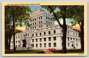 Boise Idaho~Ada County Court House From Grounds~1942 Linen Postcard