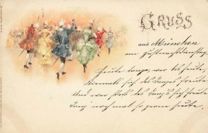 Germany Gruss Early Dancing Card Rare Courier Stamp Postcard