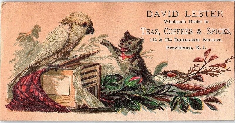 Lot of 5 David Lester Teas Coffee Cats Dogs Victorian Trade Card P121