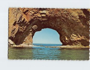 Postcard Close up view of the Hole in the Rock Percé Canada