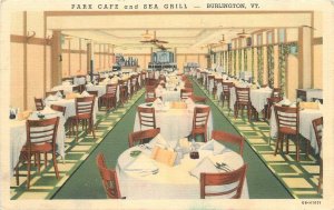 Postcard 1940 Vermont Burlington Park Cafe Sea Grill interior Teich  23-11896