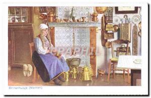 Postcard Old Woman Marken Binnenhuisje Folklore