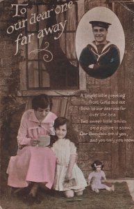 Military Soldier To Our Dear One Far Away Toy Doll Old Postcard