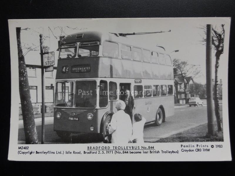 BUS: BRADFORD TROLLEYBUS No.844 Pamlin Print Postcard No.M2482