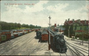 Portage WI RR Train Yards & Depot Station c1910 Postcard 