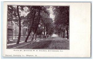 c1905's Fifth Street Showing M. E Church Effingham Illinois IL Unposted Postcard