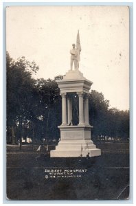 1912 Soldier's Monument Statue Newport New Hampshire NH RPPC Photo Postcard