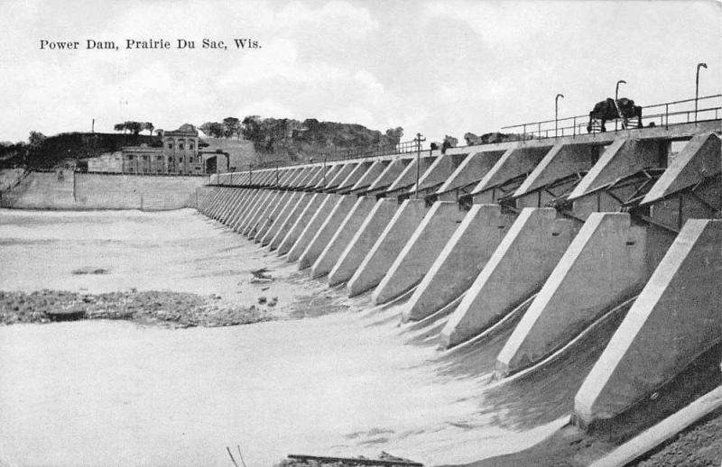 Prairie Du Sac Wisconsin Power Dam Birdseye View Antique Postcard K101204