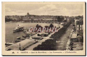 Old Postcard Geneve Quai Du Mont Blanc Walks L & # 39Embarcadere