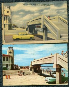 2 Postcards Overpass US Highway 90 Jacksonville Beach Old & New