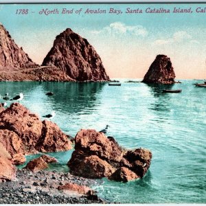 c1910s South Catalina Island, CA North End Avalon Bay Boat Postcard Cali Cal A90