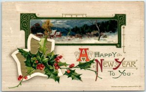 M-30226 A Happy New Year To You with Mistletoe Art Print