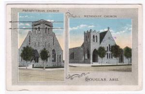 Presbyterian Methodist Churches Douglas AZ postcard