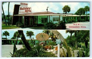 DAYTONA BEACH, FL Florida ~ Roadside OCEAN HOLIDAY MOTEL 1963 Postcard