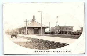 RPPC WALLA WALLA, WA ~ 1909 Oregon Railroad & Navigation RAILROAD DEPOT Postcard