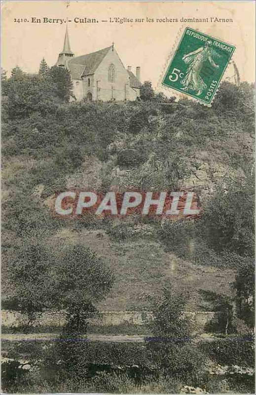 Old Postcard Berry Culan In The Church on the rocks overlooking Arnon