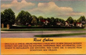 Reed Cabins, Hwys 51, 61, 65 New Orleans LA c1949 Vintage Postcard S72