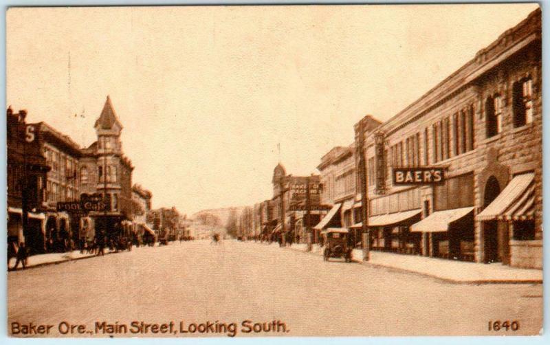 BAKER, Oregon  OR    MAIN STREET Scene looking South  ca 1910s  Postcard