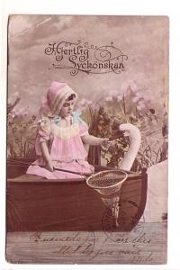 Little Girl in Boat with Swan, Hjertelig Sydsvenskan, Used in Swede