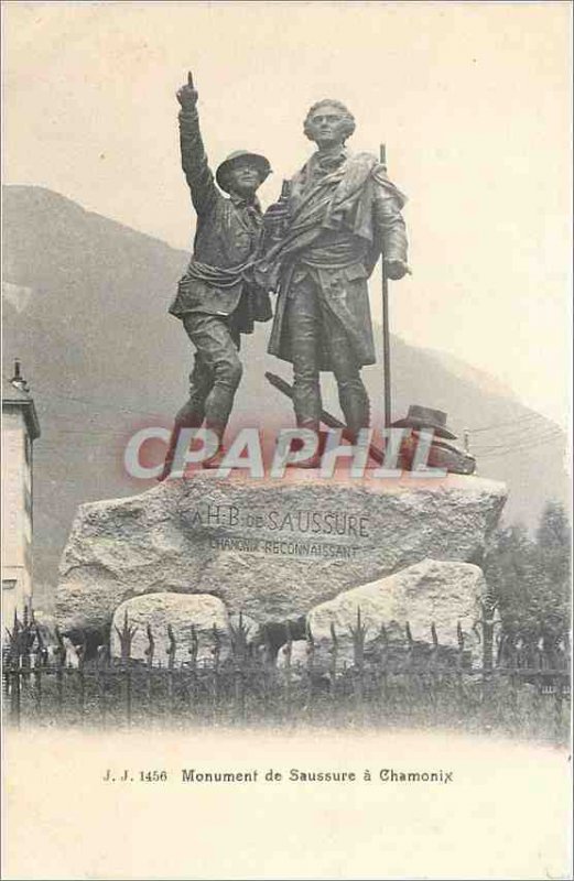 Old Postcard Saussure monument Chamonix