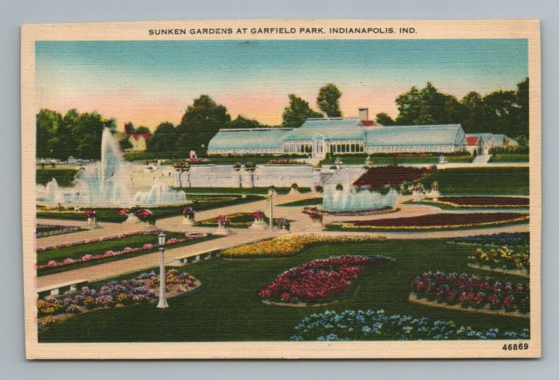 Sunken Gardens Garfield Park Indianapolis IN Indiana Postcard