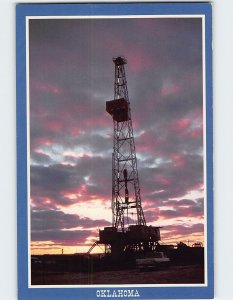 Postcard Oil Rig at Sunset near El Reno Oklahoma USA