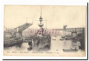 Brest Postcard Old military cruiser Montcalm Bridge Output