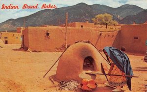 INDIAN BREAD BAKER Native American Woman Taos Pueblo, NM 1970 Vintage Postcard